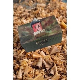 Colorful Small Jewelry Box with House Green Colorful Small Jewelry Box with House Green