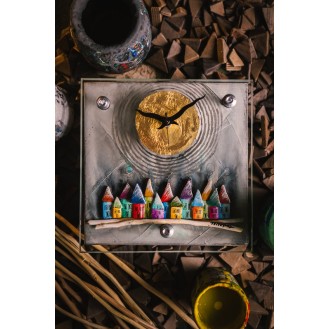 Crystal Face Wooden Clock Grey Crystal Face Wooden Clock Grey