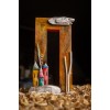 Colored Vertical Wooden Mirror with Houses Orange